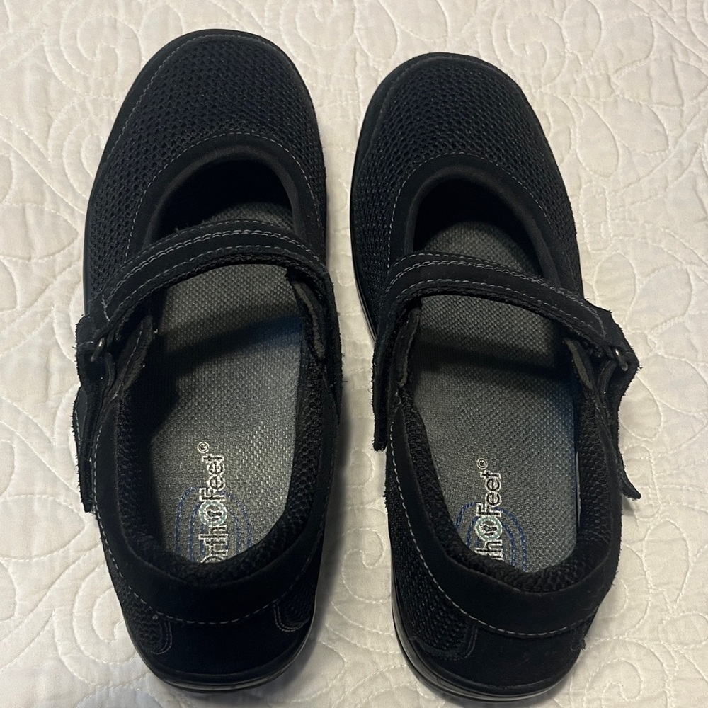 OrthoFeet Comfortable Black Mesh Women's Shoes. Size 10